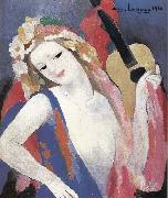 Marie Laurencin Portrait of gril holding the guitar painting